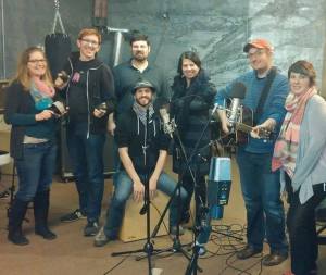 Laying down a few songs at  a recording studio