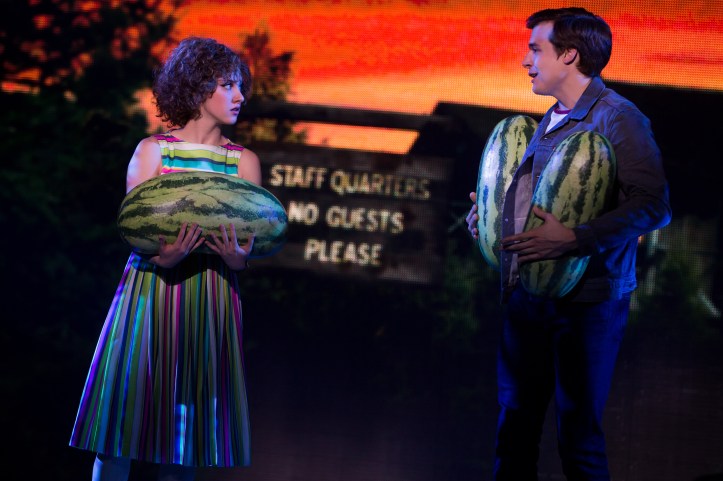The watermelon line was always my favorite! Photo: Jillian Mueller (Baby) and Doug Carpenter (Billy) in Dirty Dancing. Photo by Matthew Murphy.
